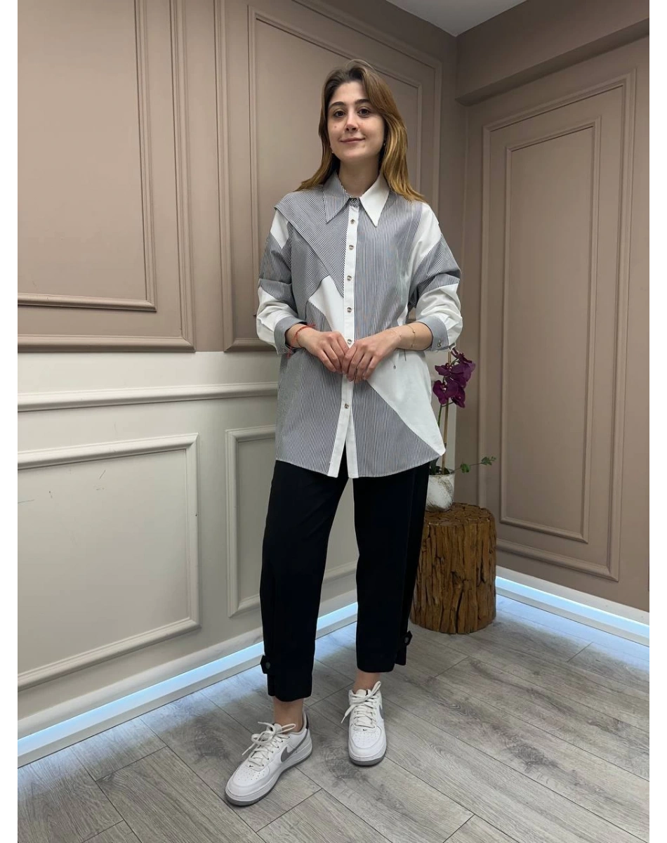 Yusuf Özdemir 25Y1465 Siyah Paçası Düğmeli Pantolon