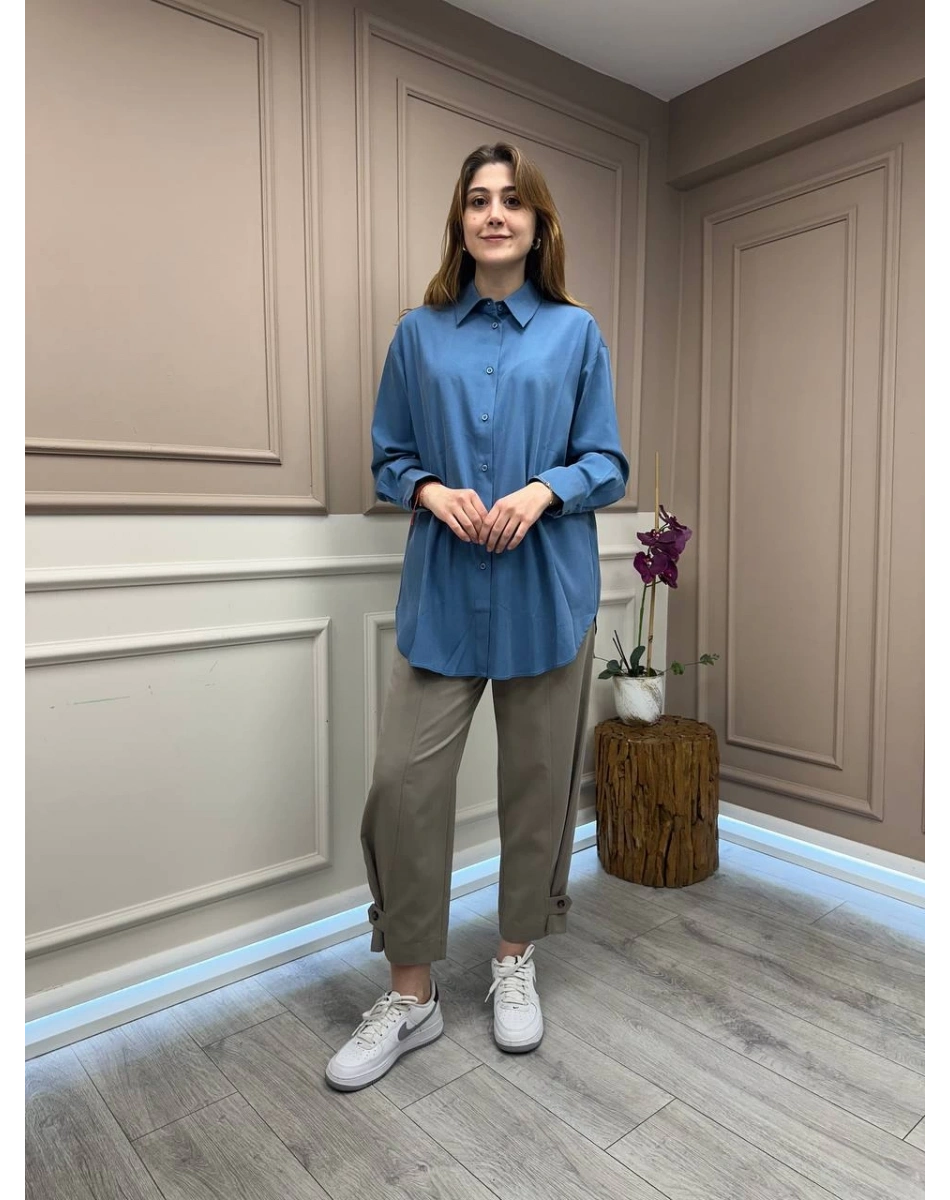 Yusuf Özdemir 25Y1465 Vizon Paçası Düğmeli Pantolon