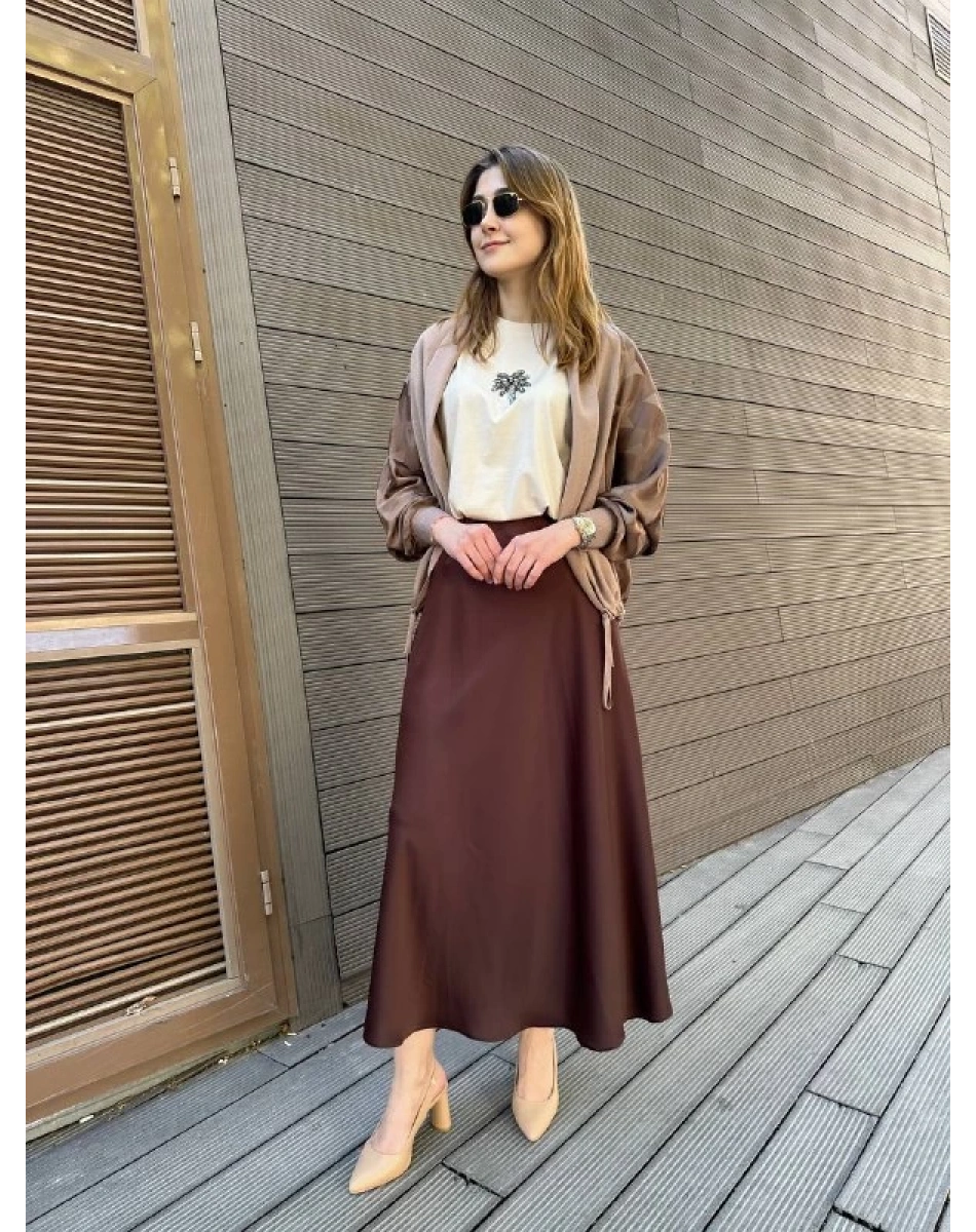 Yusuf Özdemir 25Y1550 Kahve Saten Etek