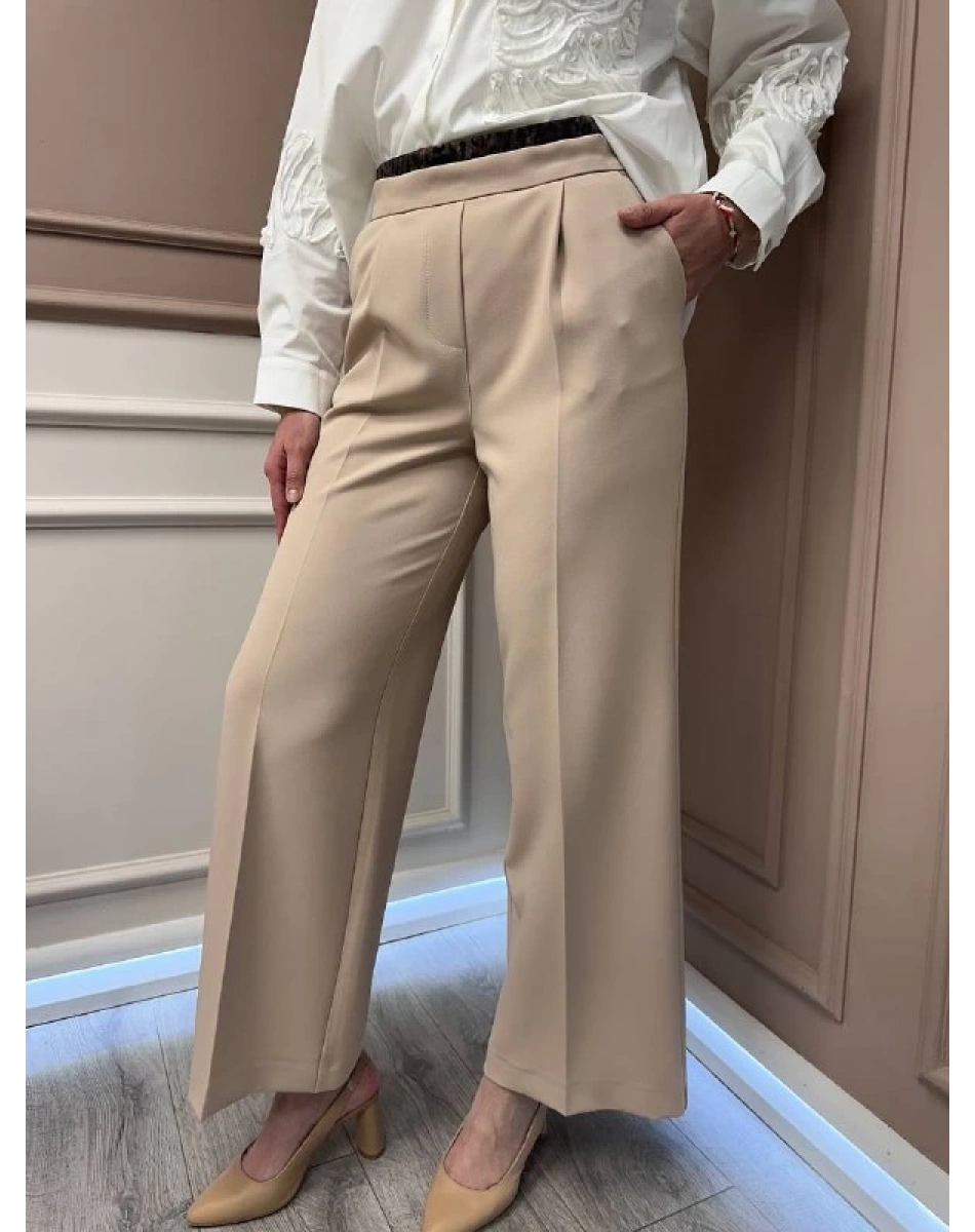 Yusuf Özdemir 25Y1552 Bej Beli Detaylı Pantolon