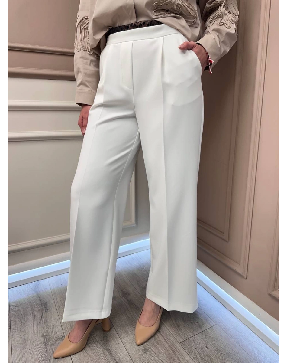 Yusuf Özdemir 25Y1552 Ekru Beli Detaylı Pantolon