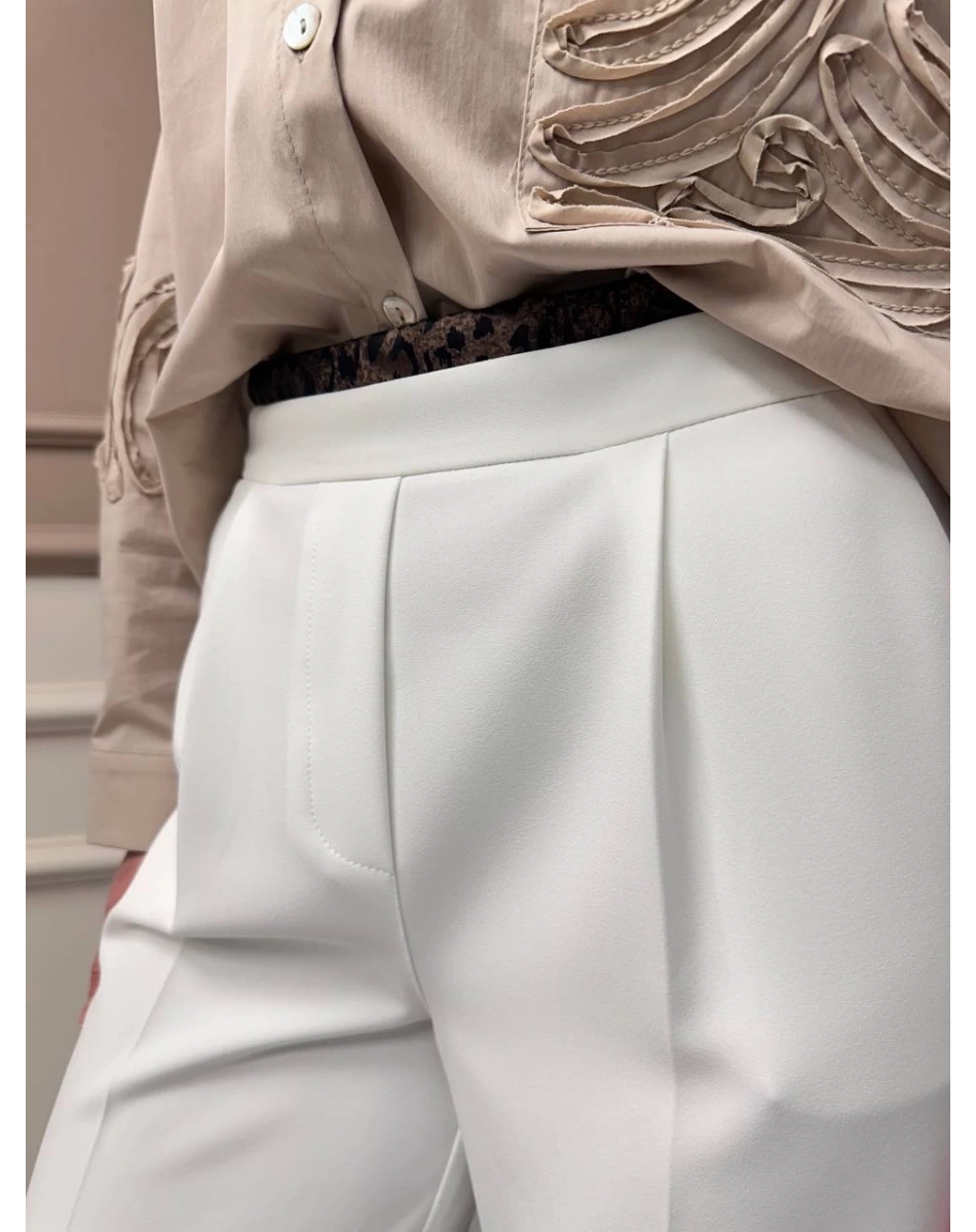 Yusuf Özdemir 25Y1552 Ekru Beli Detaylı Pantolon