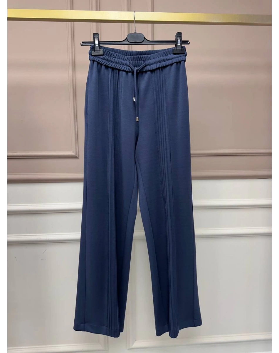 Yusuf Özdemir 25Y1569 İndigo Nervür Detaylı Pantolon