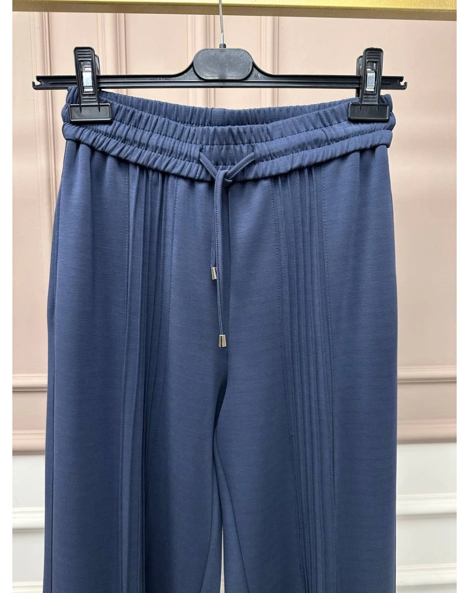 Yusuf Özdemir 25Y1569 İndigo Nervür Detaylı Pantolon