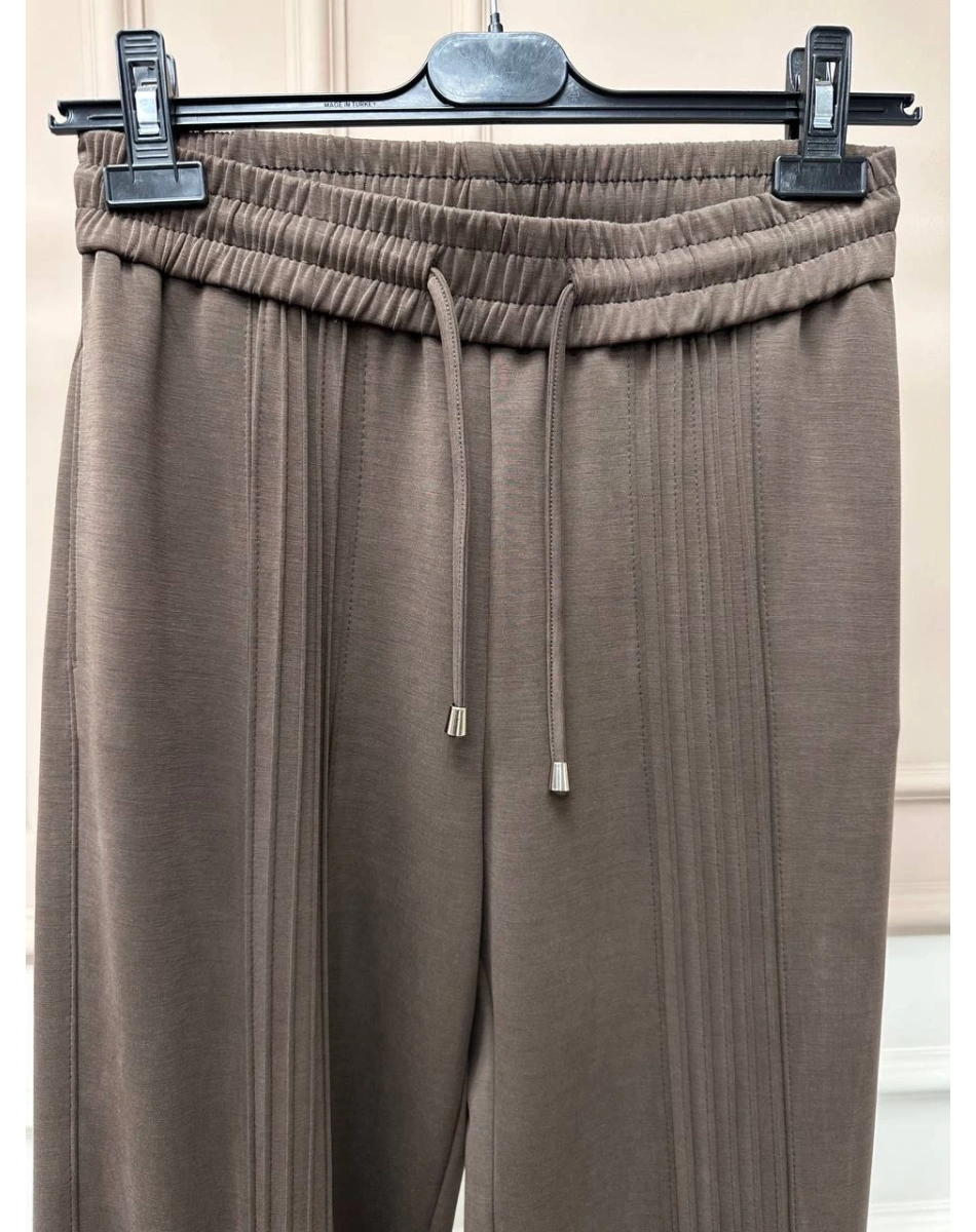 Yusuf Özdemir 25Y1569 Kahve Nervür Detaylı Pantolon