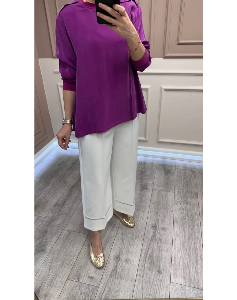 Yusuf Özdemir 25Y1570 Beyaz Paça Detaylı Pantolon