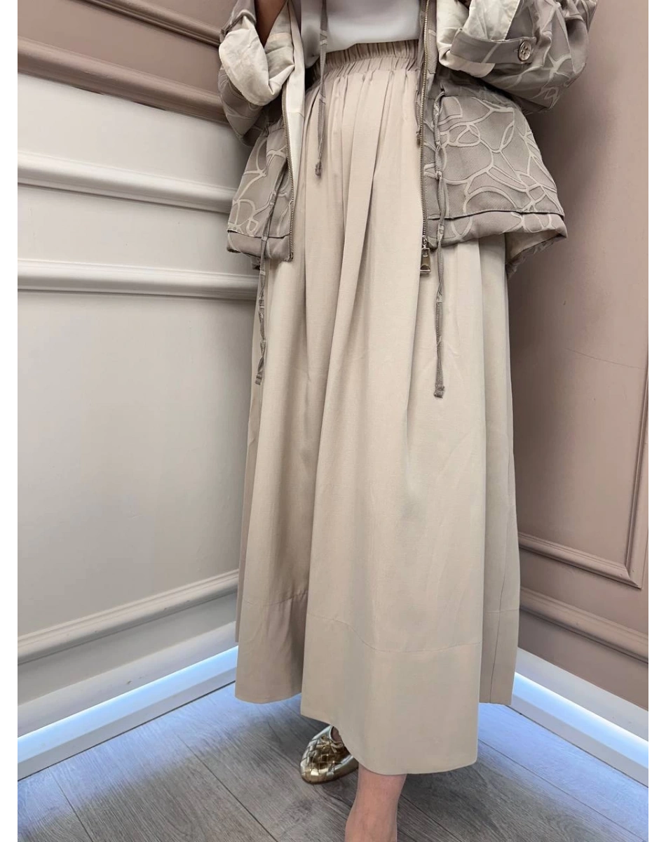 Yusuf Özdemir 25Y1572 Bej Beli Lastikli Etek