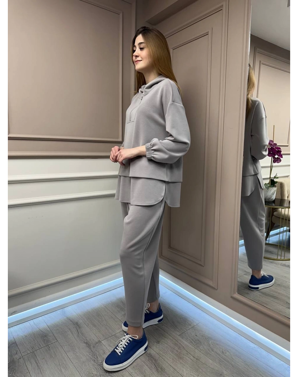 Yusuf Özdemir 25Y6002 Gri İpek Penye İkili Takım