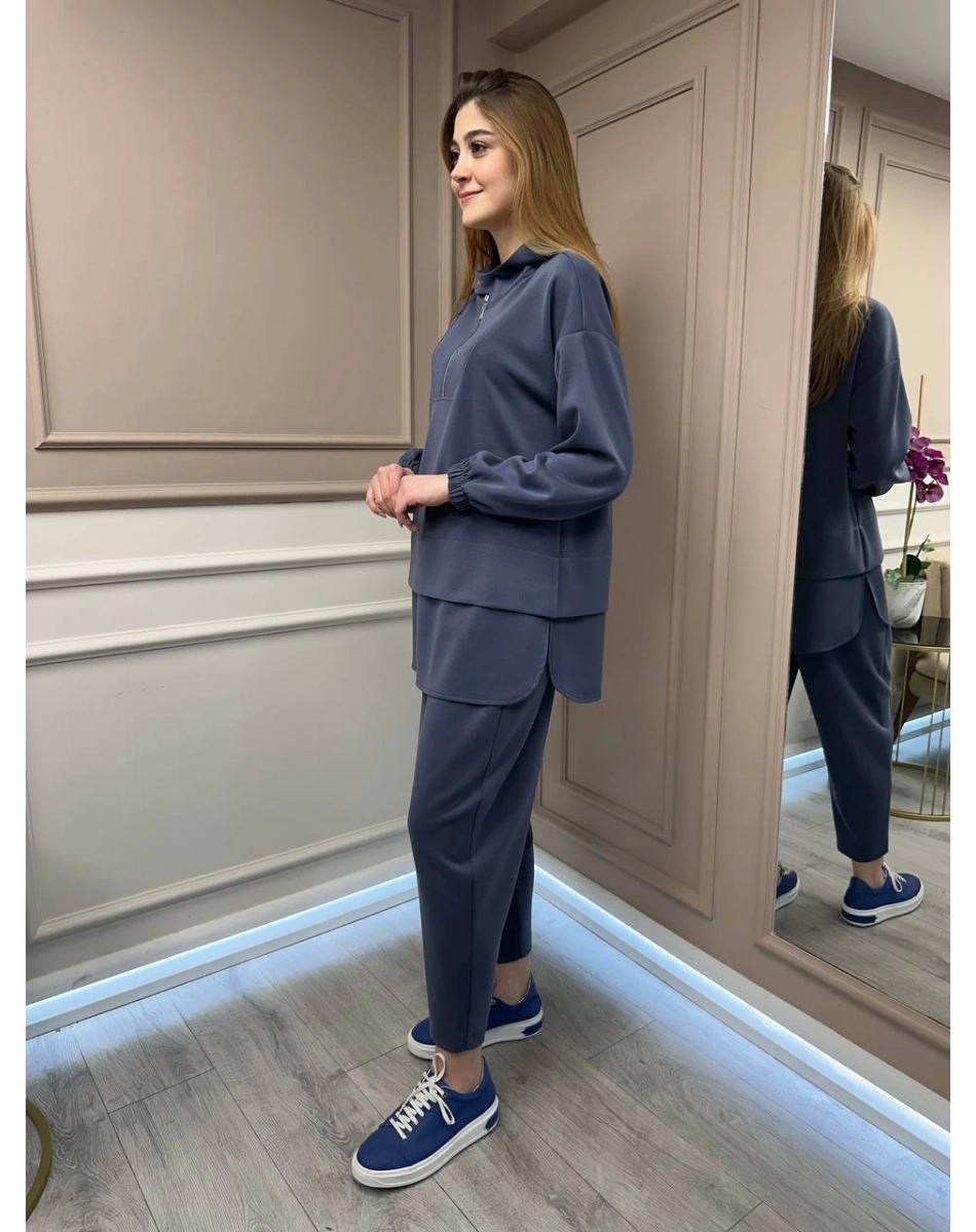 Yusuf Özdemir 25Y6002 İndigo İpek Penye İkili Takım