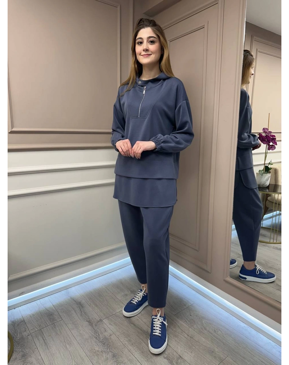 Yusuf Özdemir 25Y6002 İndigo İpek Penye İkili Takım