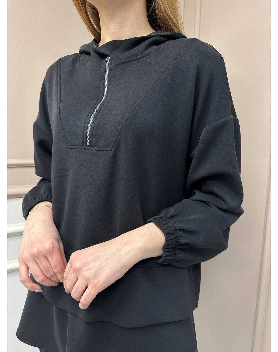 Yusuf Özdemir 25Y6002 Siyah İpek Penye İkili Takım