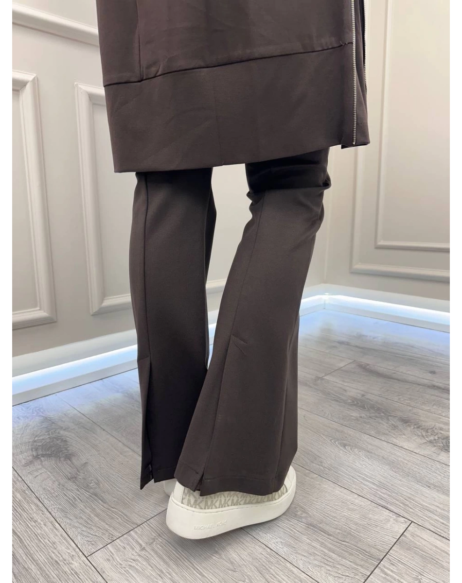 Yusuf Özdemir 26K1472 Kahve Arka Paçası Yırtmaçlı Pantolon