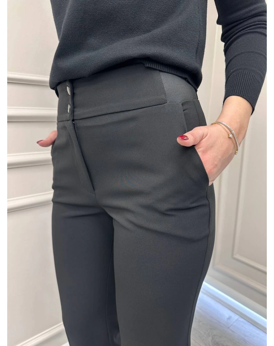 Yusuf Özdemir 26K1483 Siyah Bel Kısmı Detaylı Pantolon