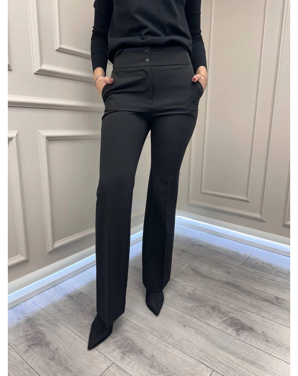 Yusuf Özdemir 26K1483 Siyah Bel Kısmı Detaylı Pantolon