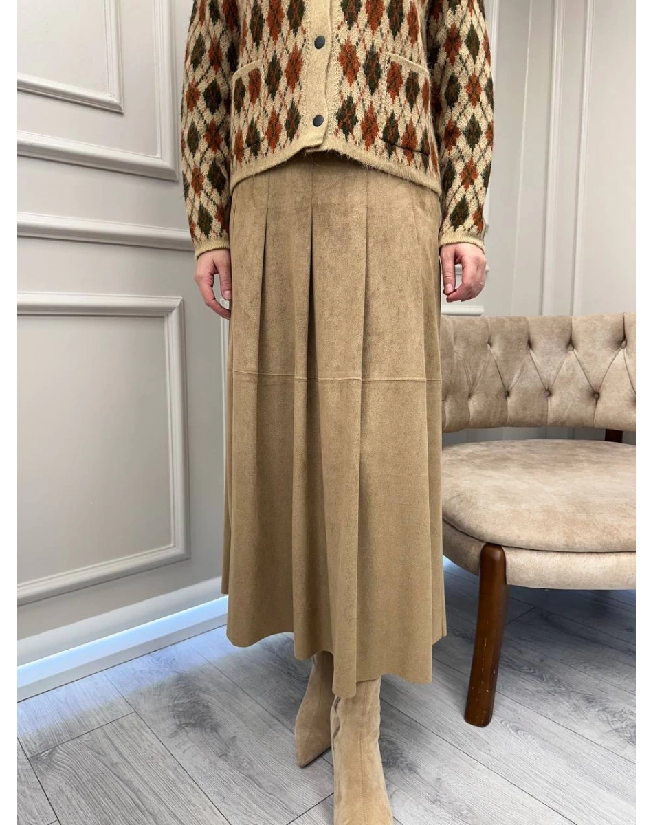 Yusuf Özdemir 26K1583 Bej Süet Etek