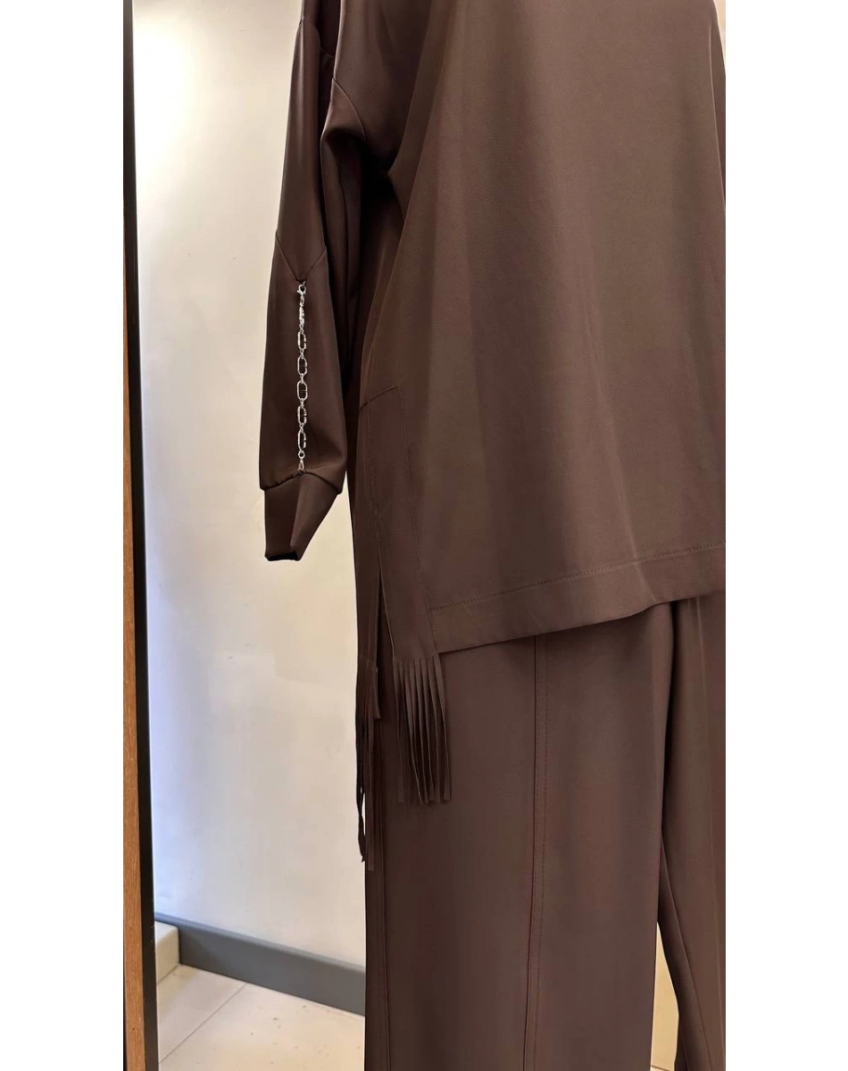 Yusuf Özdemir 26K6006 Kahverengi Kolları Zincir Detaylı İkili Takım