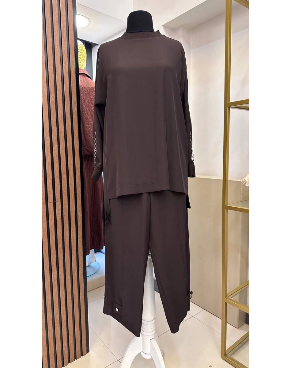 Yusuf Özdemir 26K6006 Kahverengi Kolları Zincir Detaylı İkili Takım