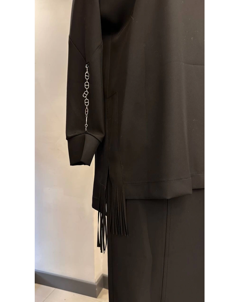 Yusuf Özdemir 26K6006 Siyah Kolları Zincir Detaylı İkili Takım