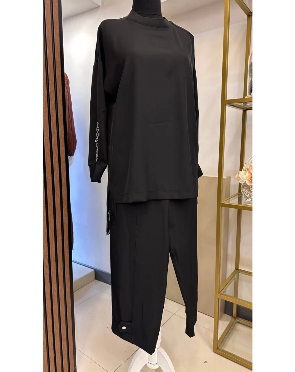 Yusuf Özdemir 26K6006 Siyah Kolları Zincir Detaylı İkili Takım