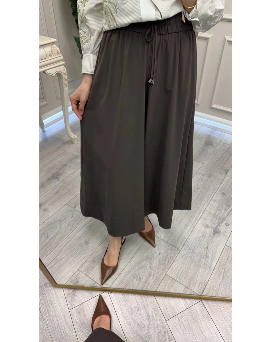 Yusuf Özdemir 26Y1648 Kahve Geniş Paçalı Pantolon Etek