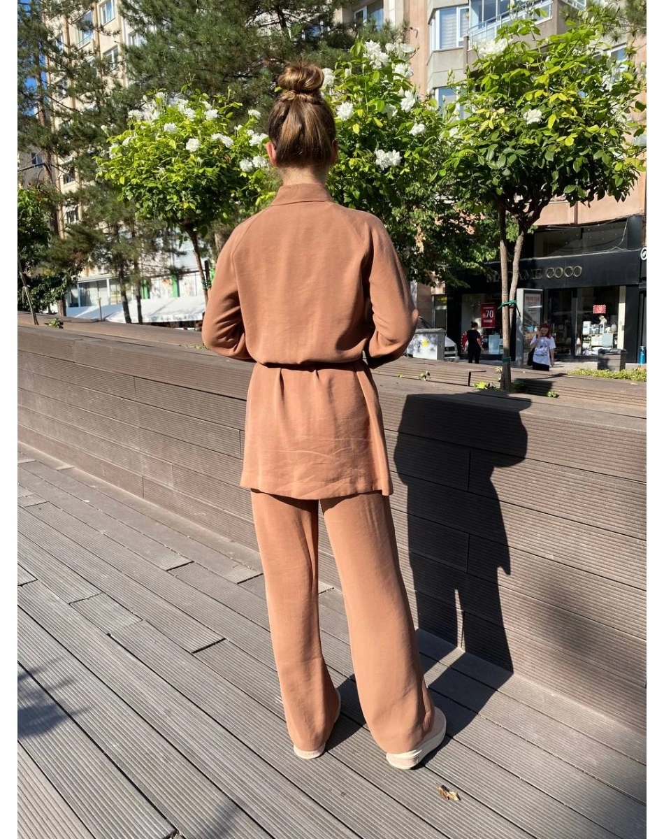 Zeynep Şule 16005 Kahverengi Kemerli İkili Takım