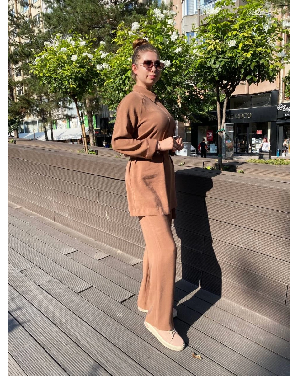 Zeynep Şule 16005 Kahverengi Kemerli İkili Takım