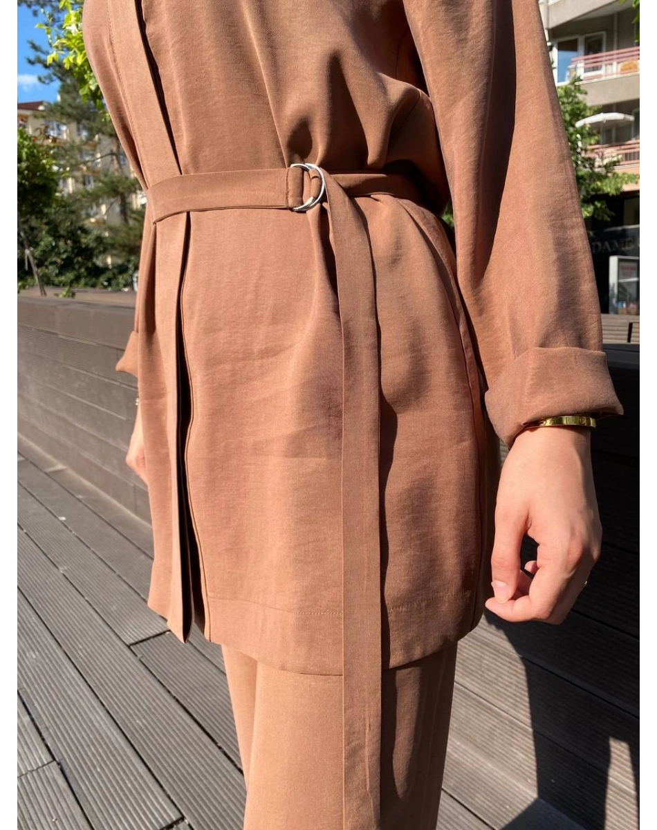 Zeynep Şule 16005 Kahverengi Kemerli İkili Takım