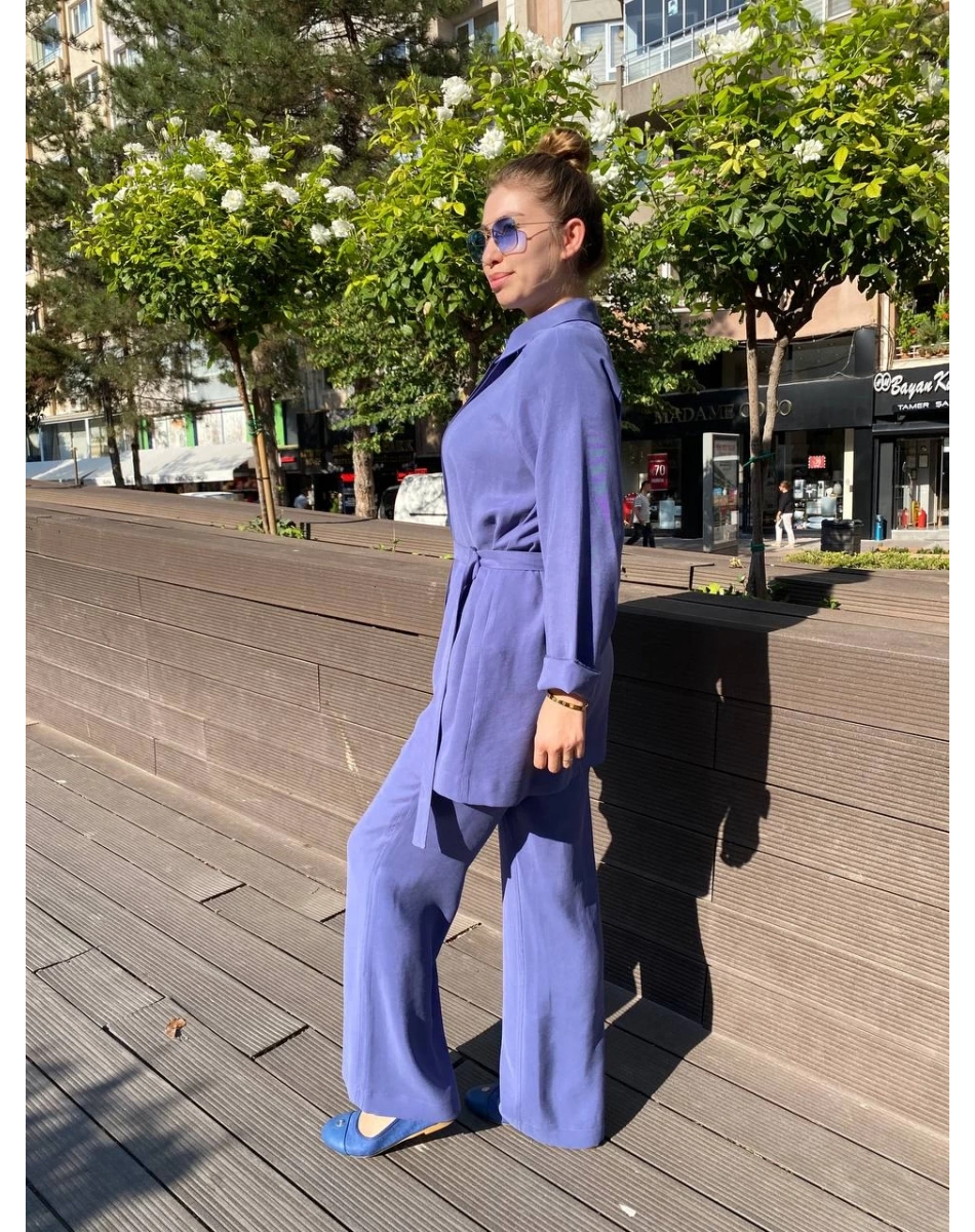 Zeynep Şule 16005 Koyu Mavi Kemerli İkili Takım
