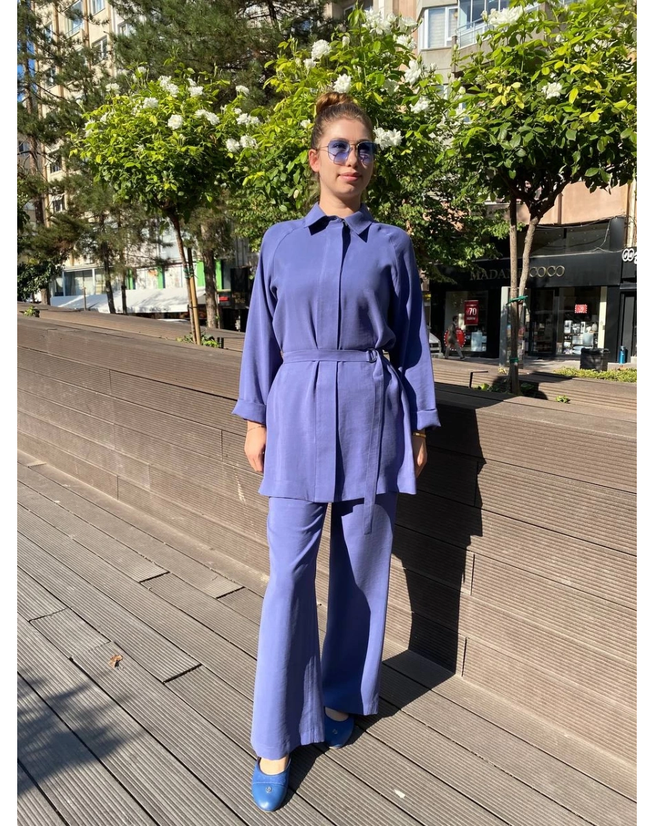 Zeynep Şule 16005 Koyu Mavi Kemerli İkili Takım
