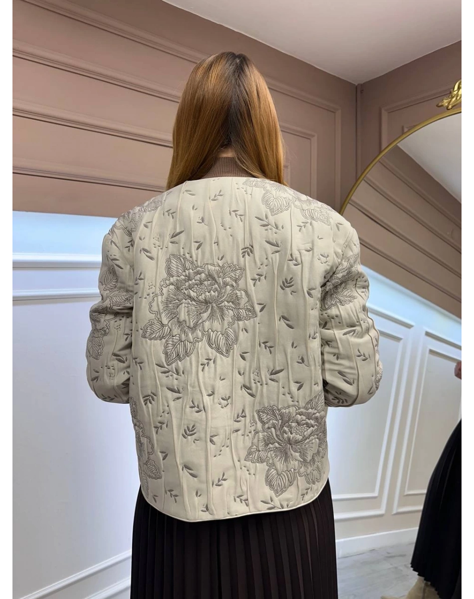 Zeynep Şule 3518001 Vizon Desenli Kapitone Ceket