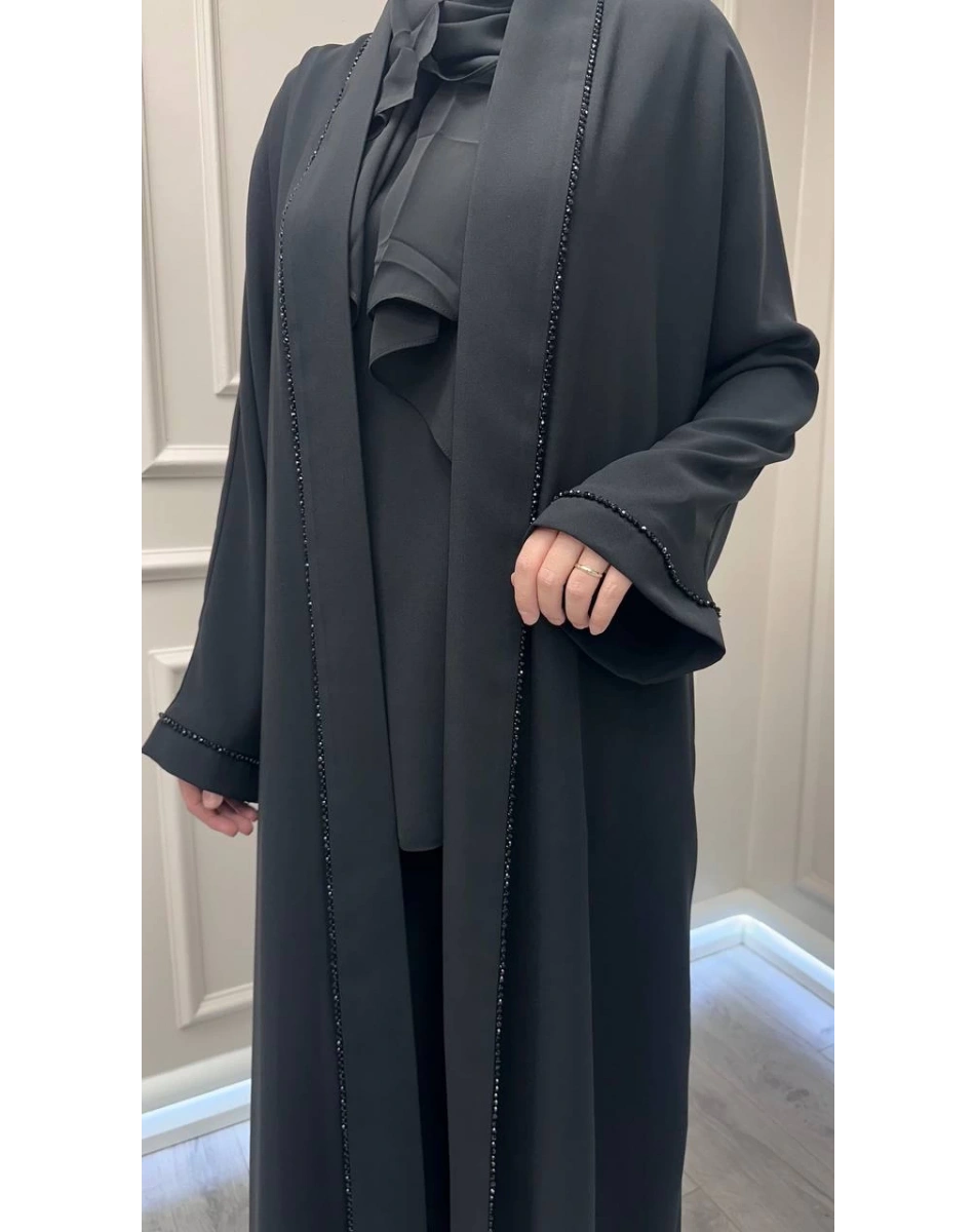 Zigay 1002 Siyah Üçlü Abaya Takım