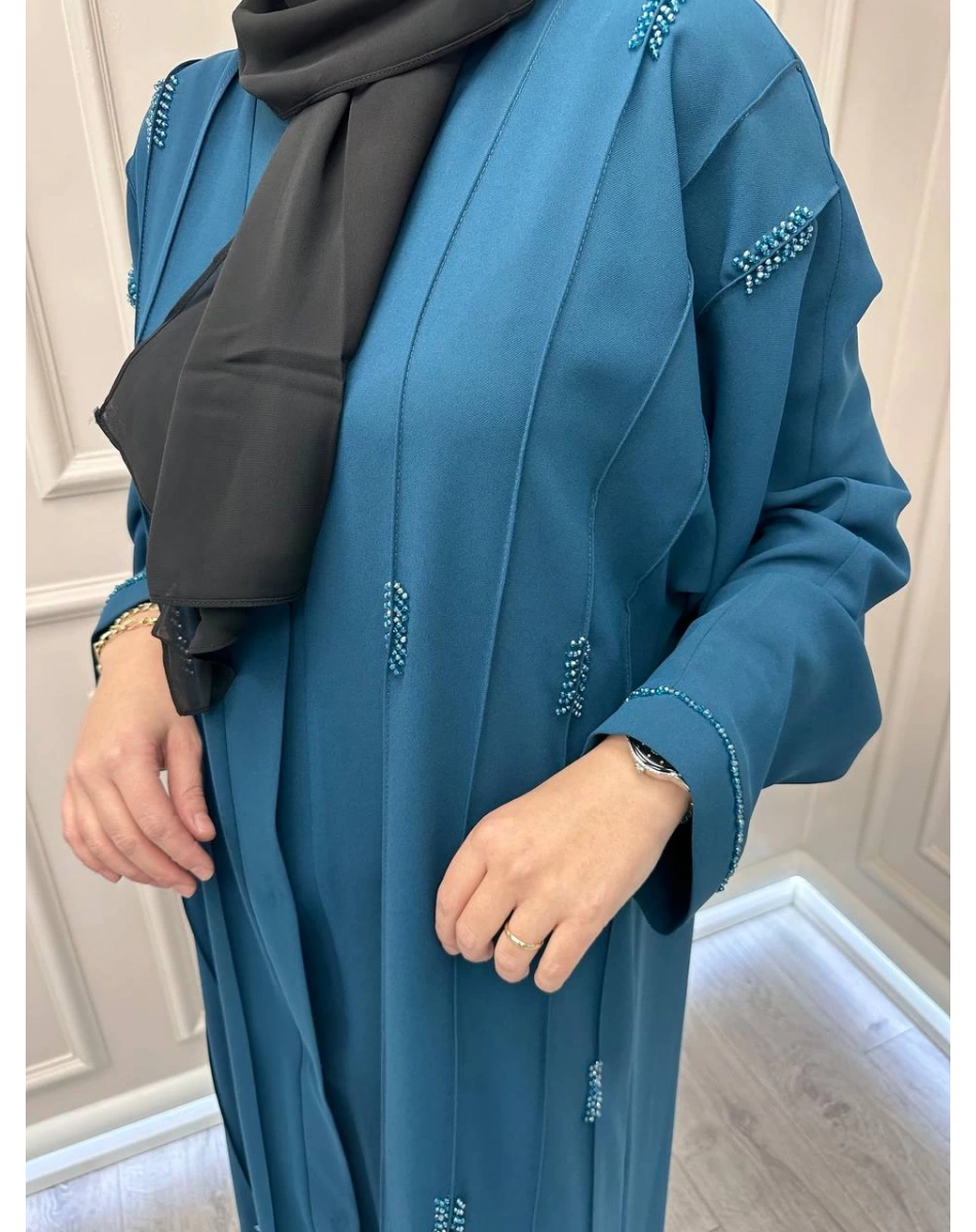 Zigay 1005 Petrol İç Elbiseli Abaya Takım