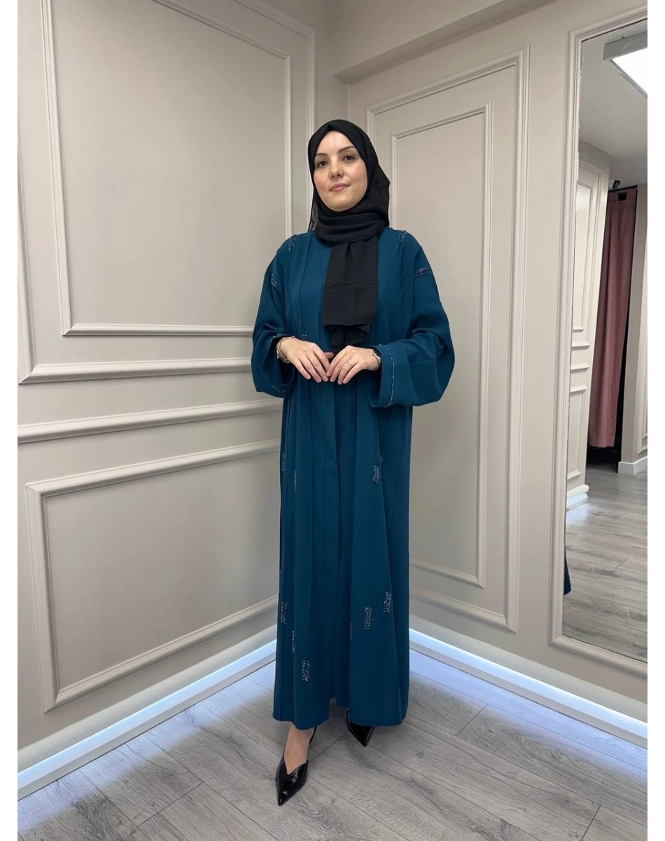 Zigay 1005 Petrol İç Elbiseli Abaya Takım