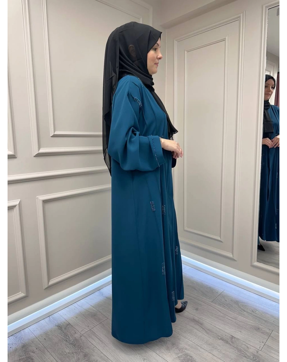 Zigay 1005 Petrol İç Elbiseli Abaya Takım