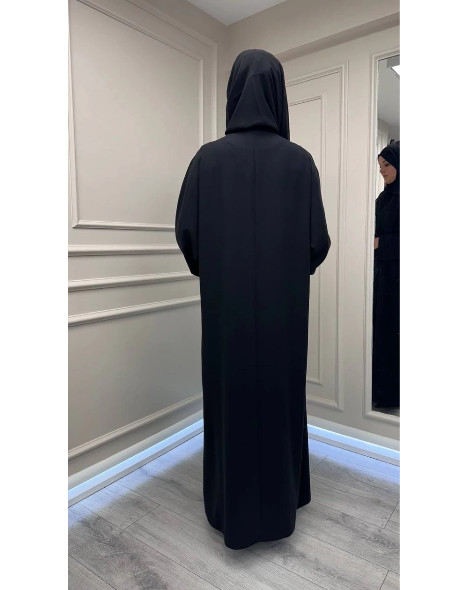 Zigay 1005 Siyah İç Elbiseli Abaya Takım