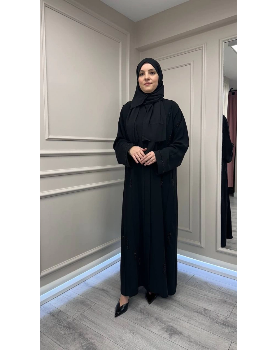 Zigay 1005 Siyah İç Elbiseli Abaya Takım