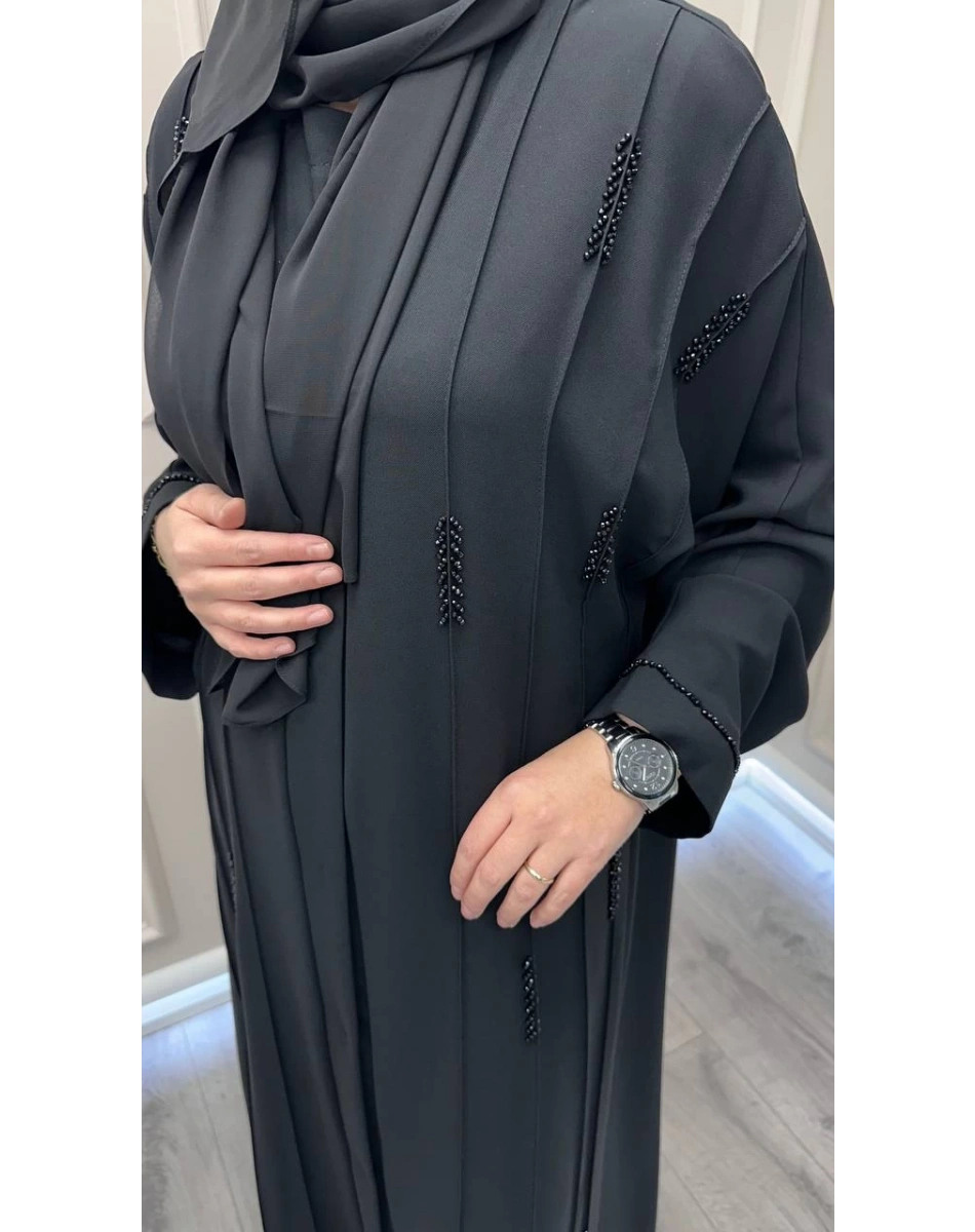 Zigay 1005 Siyah İç Elbiseli Abaya Takım