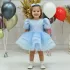 Kız Çocuk Bebe mavisi Kısa Balon Kol Taşlı Boncuklu Elbise