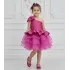 Kız Çocuk Fuşya Tek Omuz Kemer Boncuk İşleme Gren Etekli Elbise