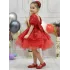 Kız Çocuk Kırmızı Boncuklu Payetli Kabarık Elbise