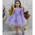 Kız Çocuk Lila Taşlı Boncuklu Tek Omuz Kabarık Elbise