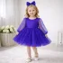 Kız Çocuk Mor incili Uzun Kol Incili Kabarık Kız Çocuk Elbise