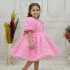 Kız Çocuk Pembe Güllü Kabarık Elbise Abiye Gelinlik