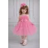 Kız Çocuk Pembe Şeffaf Üst Ön Fiyonk Detaylı Kemerli Kabarık