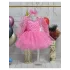 Kız Çocuk Pembe Şeffaf Üstlü Flok Tüllü Kabarık Elbise