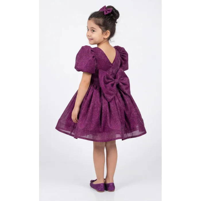 Mürdüm ParılıtılI Simli Kabarık Elbise