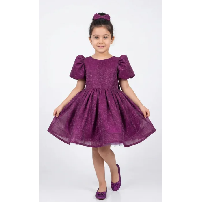 Mürdüm ParılıtılI Simli Kabarık Elbise