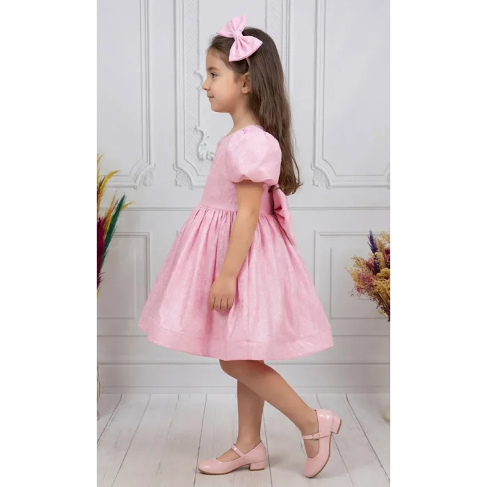 Pembe Simli Parıltılı Elbise Abiye Gelinlik