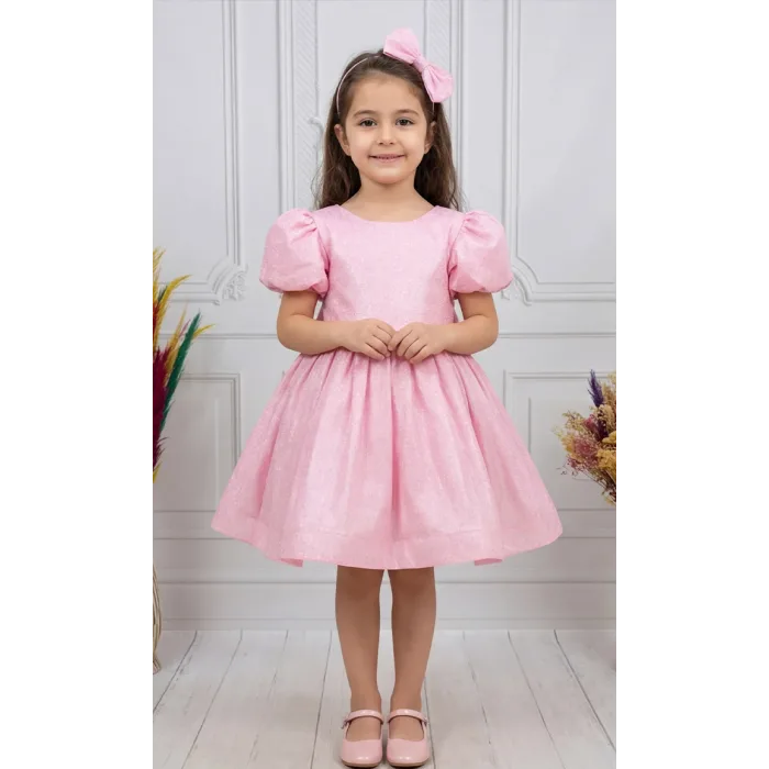 Pembe Simli Parıltılı Elbise Abiye Gelinlik