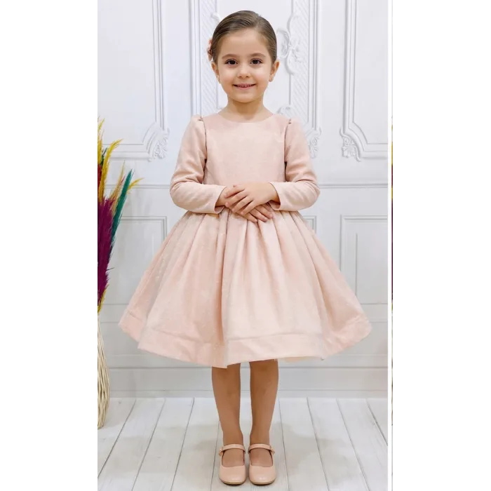 Pudra Parıltılı Sim Dökmez Parıltılı Kabarık Elbise Abiye Gelinlik